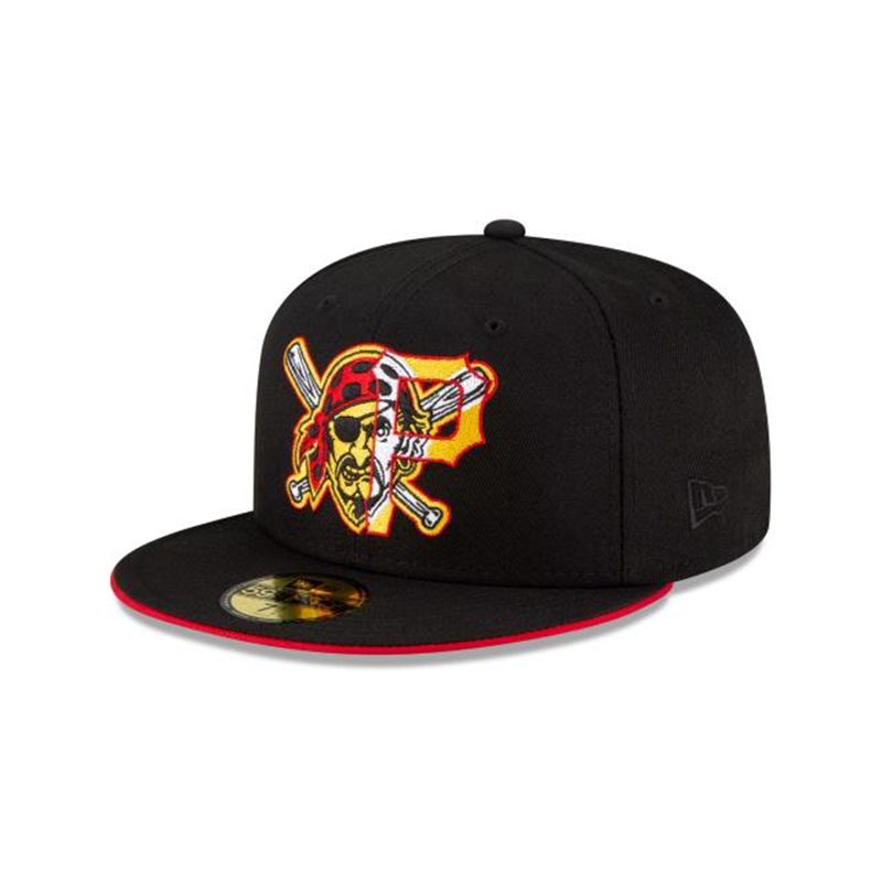 MLB Pittsburgh Pirates Double Logo 59Fifty Fitted (QWP8973) - Black New Era Caps